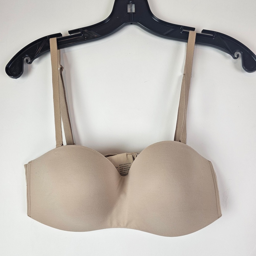 Soma Enbliss Stayput Strapless Beige Seamless Underwire Bra 34B Smooth Molded